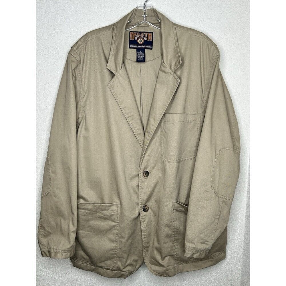 Duluth Trading Fire Hose Presentation Jacket Mens Large Khaki Canvas Tan Blazer